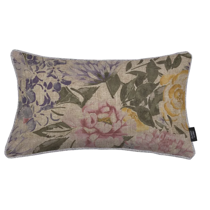 Blooma Purple, Pink and Ochre Floral Pillow