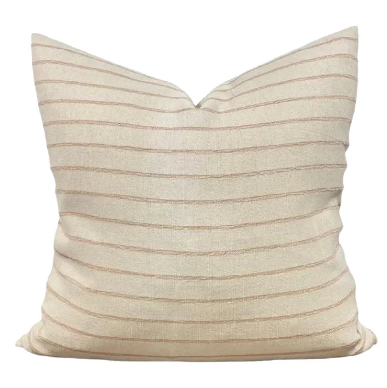 Designer "Santee" Cotton Blush Stripe Pillow Cover