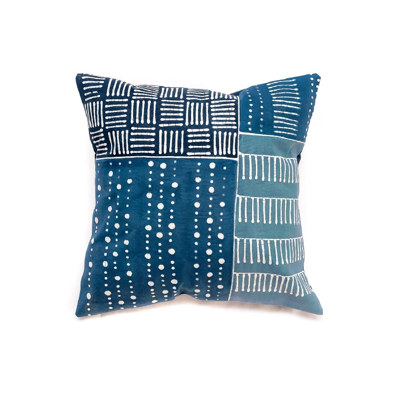 Tribal Cloth Indigo Patchwork Dark Cushion Cover