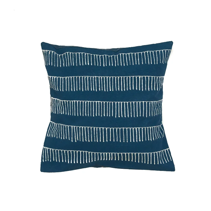 Tribal Cloth Indigo Rake Cushion Cover