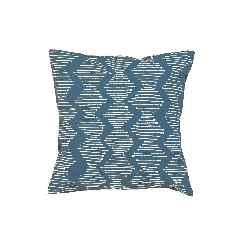 Tribal Cloth Indigo Line Wave Dusky Blue Cushion Cover