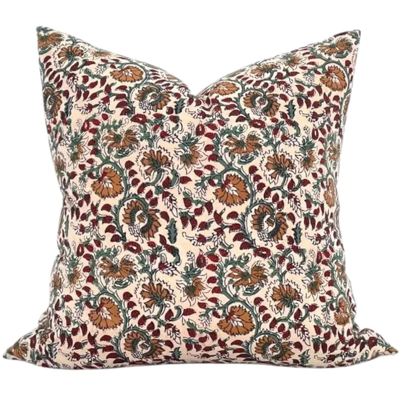 Designer "Madera" Evergreen Floral Pillow Cover