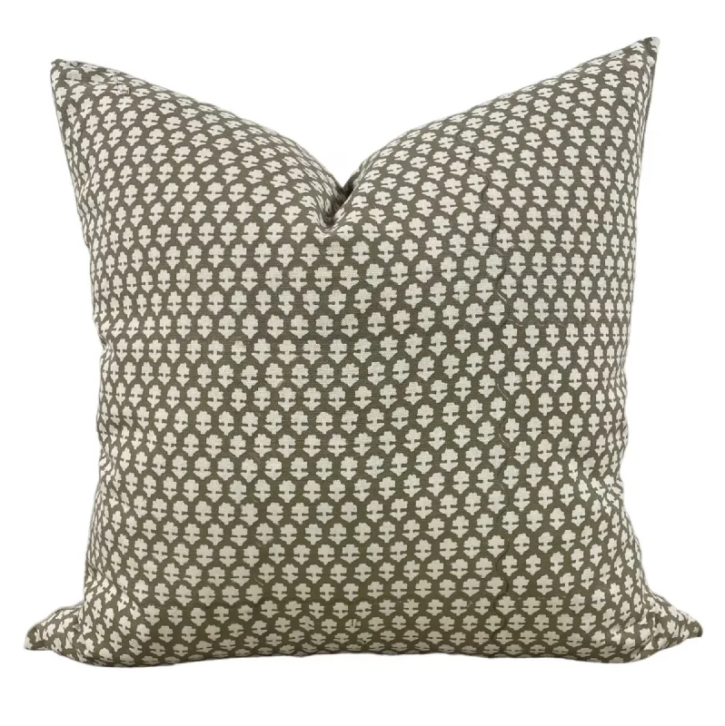 Designer "Cypress" Amera Pillow Cover in Grey Olive