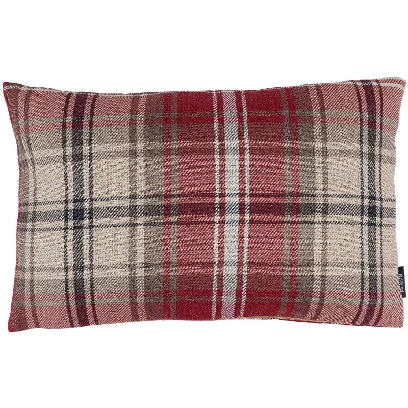 Angus Red + White Tartan Pillow