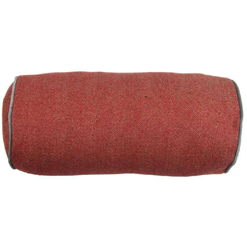 Deluxe Herringbone Red Bolster Pillow 45cm x 20cm