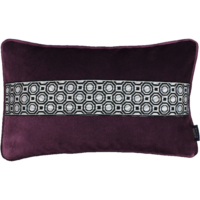 Cancun Striped Aubergine Purple Velvet Pillow