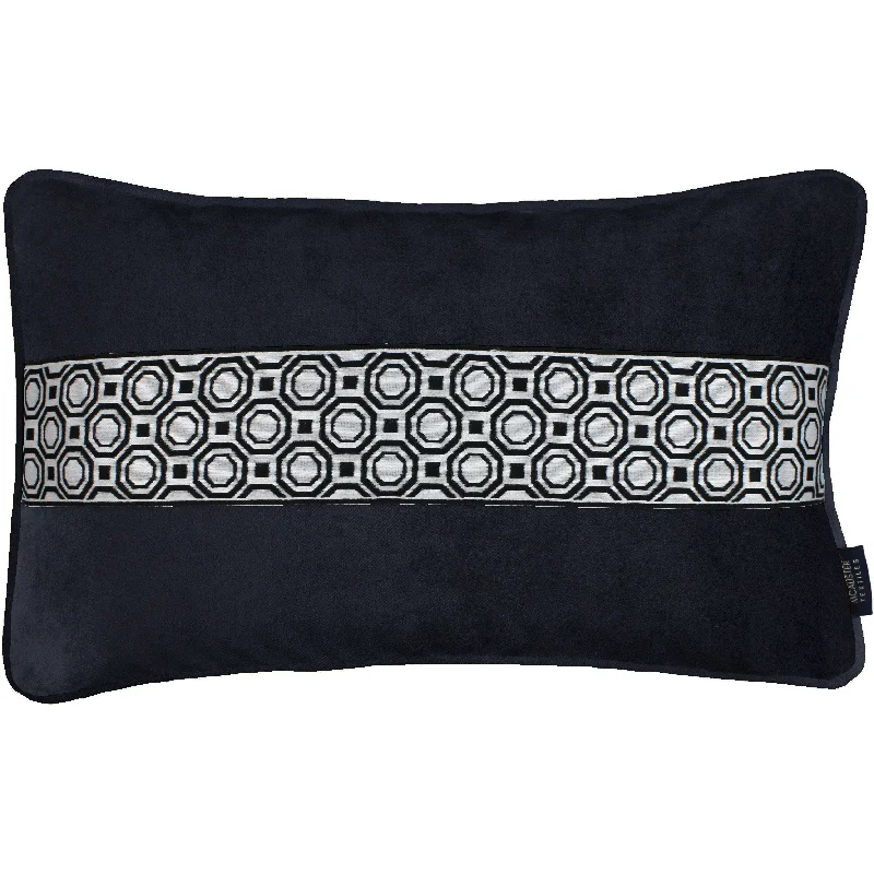 Cancun Striped Black Velvet Pillow