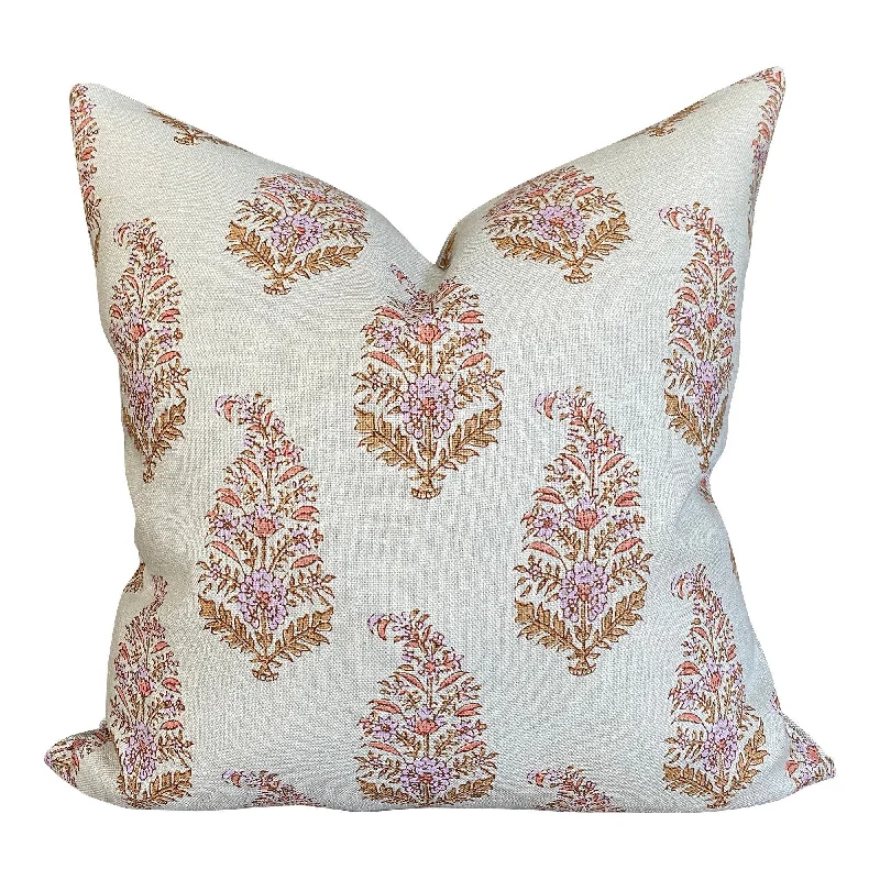 READY TO SHIP Designer Katie Leede Mughal Gardens Pillow in Melon and Tumeric// Decorative Pillows