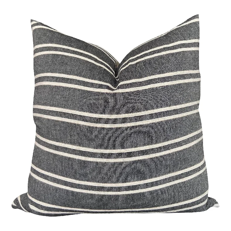 READY TO SHIP Chiangmai Native Cotton Charcoal Stripe "Dixon" Pillow Cover