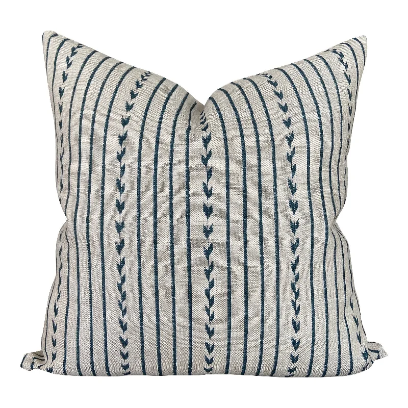 READY TO SHIP Designer Clay McLaurin Yucatan Stripe Pillow Cover in Indigo