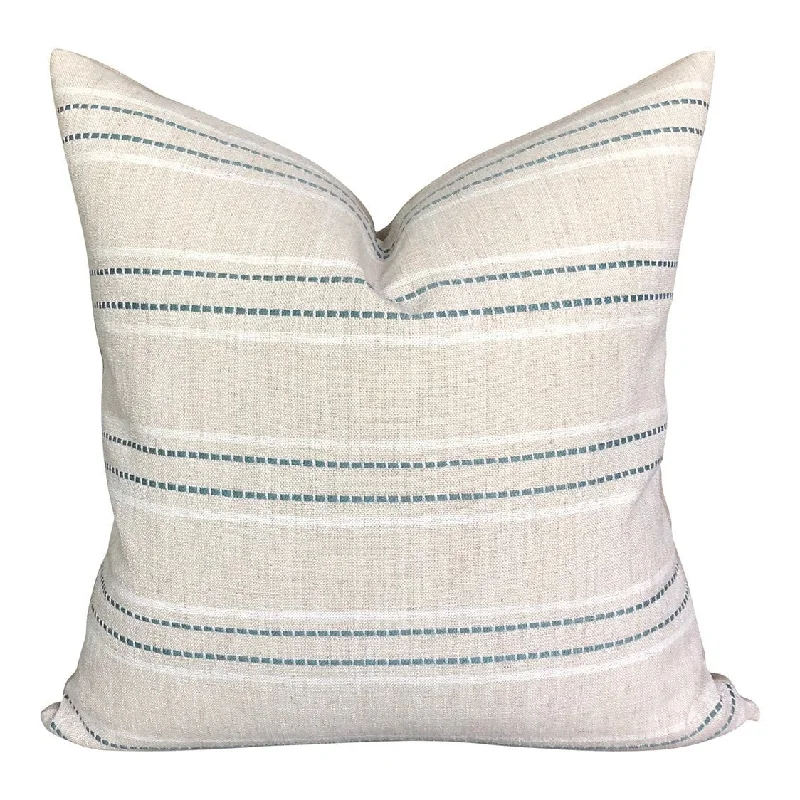 READY TO SHIP Designer Fowler in Moonstone Stripe Linen Pillow Cover