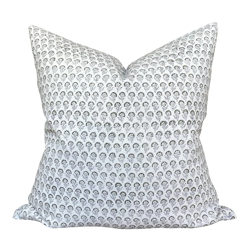 READY TO SHIP Designer Juhi Pillow Cover in Grey Olive Indigo