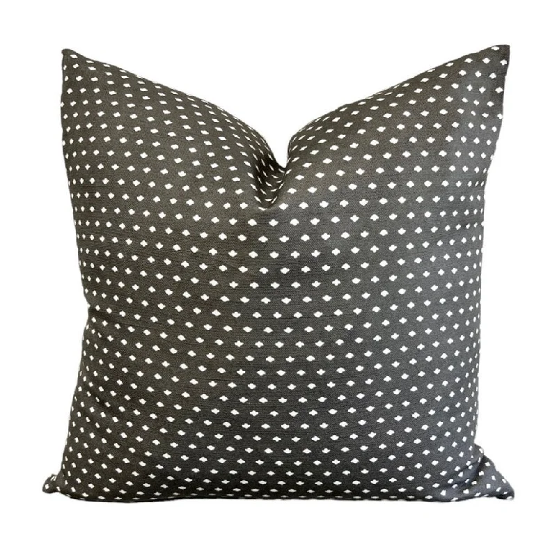 READY TO SHIP Designer Pillows Maresca Calico Dot in Charcoal