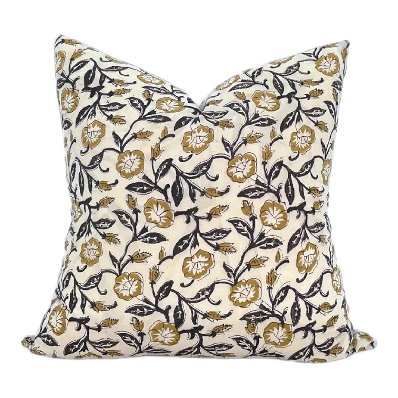 READY TO SHIP Hazel Mustard Floral Pillow Cover