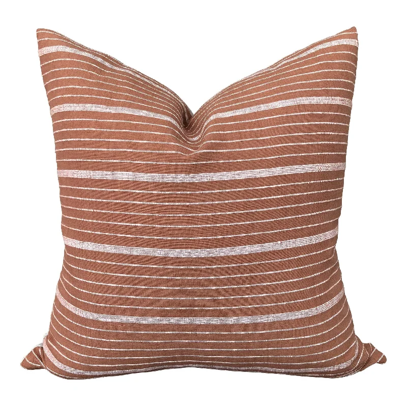 READY TO SHIP Kufri Cusco Stripe Designer Pillow in Terracotta