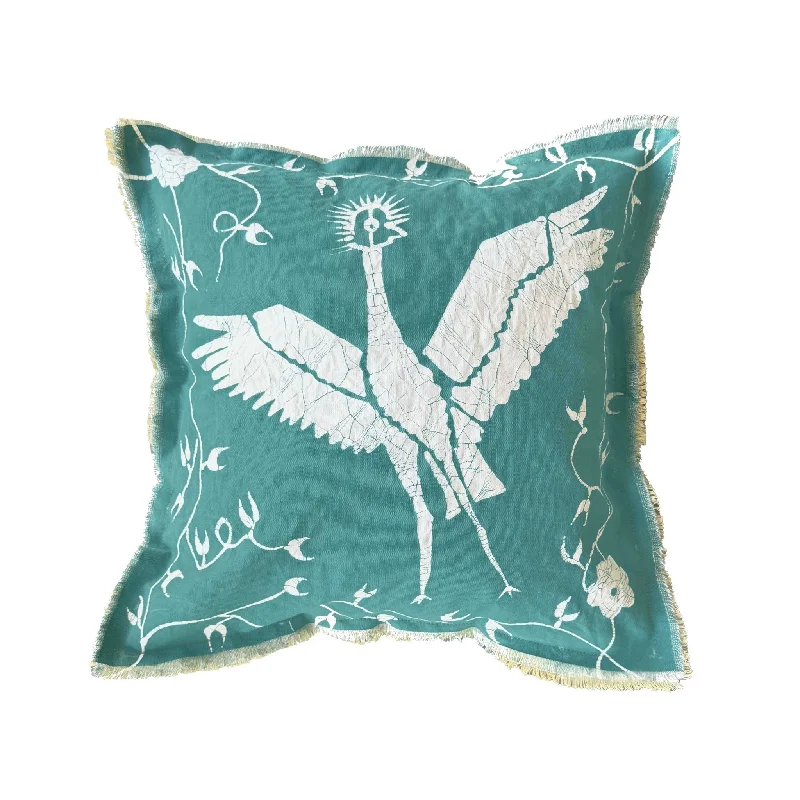 Zobisika Crane Cushion Cover Malachite