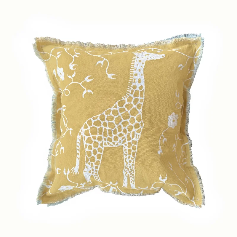 Zobisika Giraffe Cushion Cover In Mustard