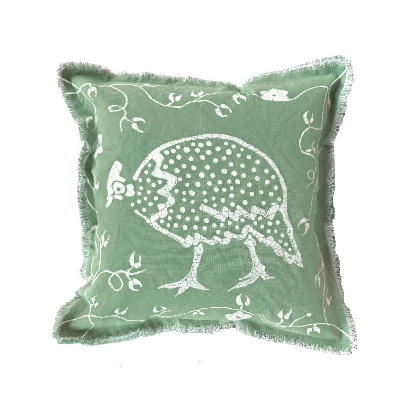 Zobisika Guinea Fowl Cushion Cover In Medium Green