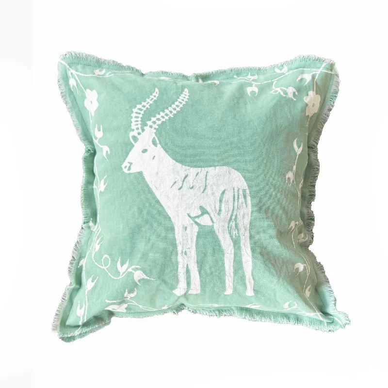 Zobisika Impala Cushion Cover In Aqua Green