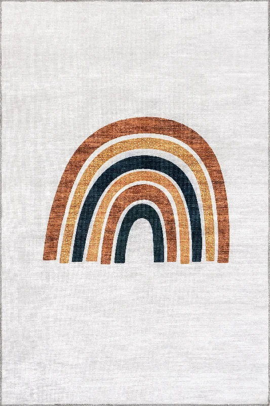 Anete Kids Washable Rainbow Rug | Beige