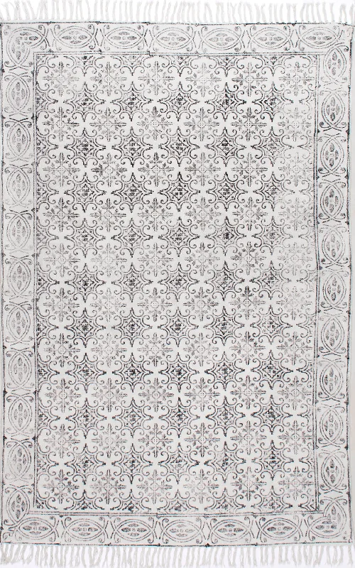 Bordered Trellis Rug | Off White