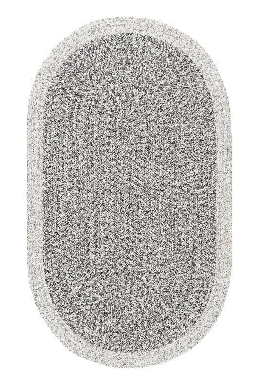 Braided Solid Border Indoor/Outdoor Rug | Grey