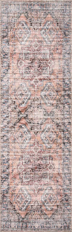 Bri Faded Washable Rug | Rust