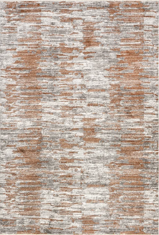 Cacey Crosshatch Fringe Rug | Rust