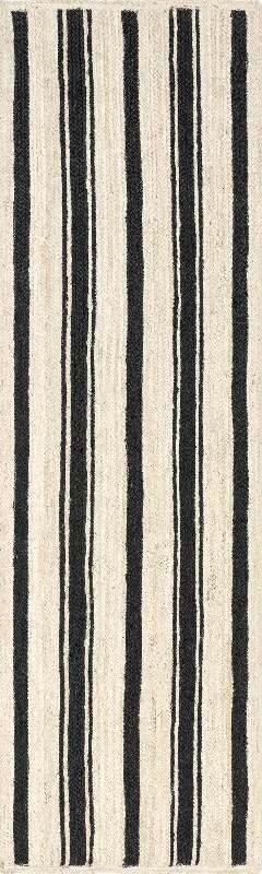 Calathea Striped Jute Rug | Black