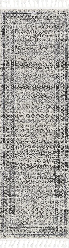 Checkered Diamonds Tassel Rug | Ivory