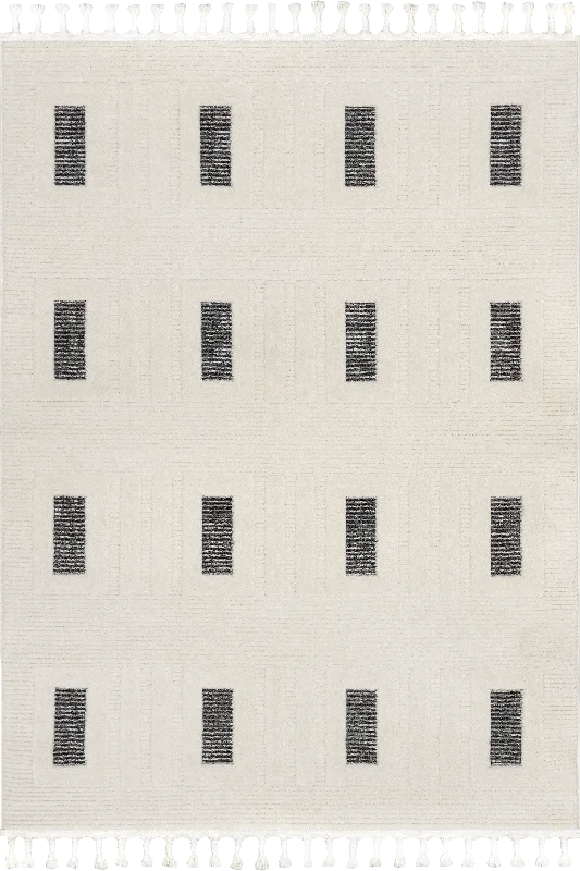 Cissy Geometric Tasseled Rug | Grey