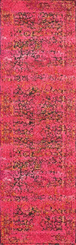 Color Washed Floral Rug | Cherry Pink