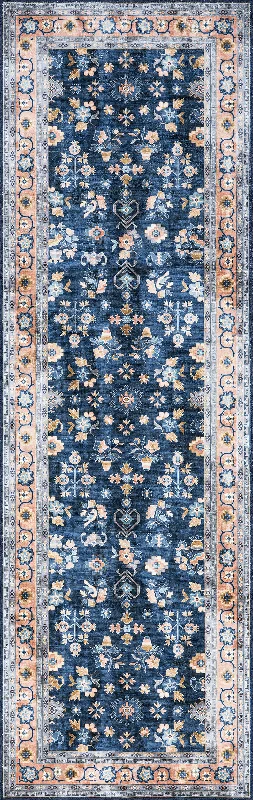 Dayflower Vintage Washable Rug | Blue