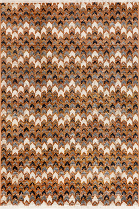 Deedra Geometric Banded Rug | Rust