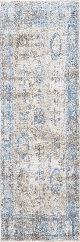 Distressed Foliage Rug | Light Blue