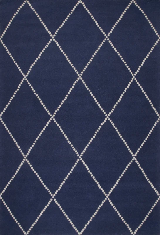 Dotted Diamond Trellis Nursery Rug | Navy