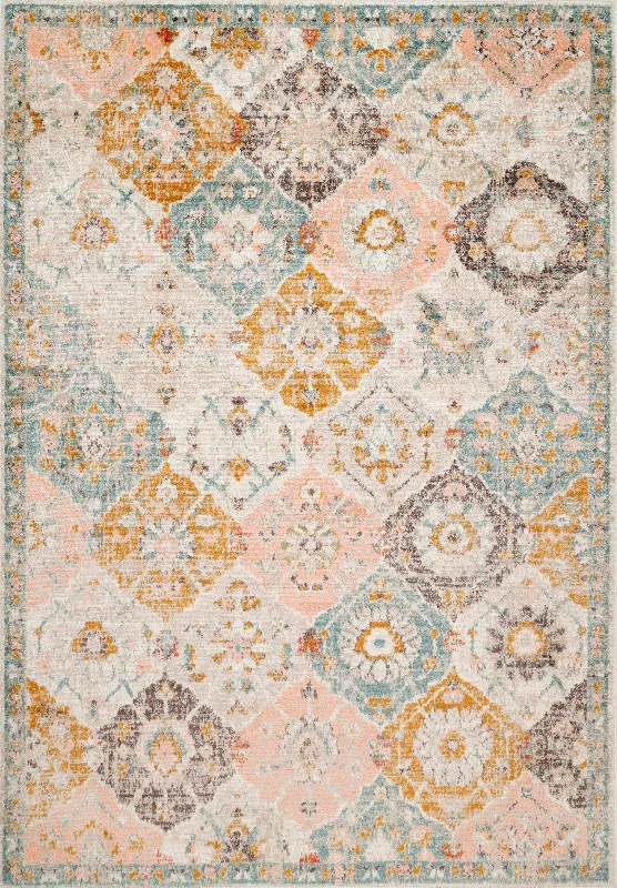 Faded Floral Honeycombs Rug | Multicolor