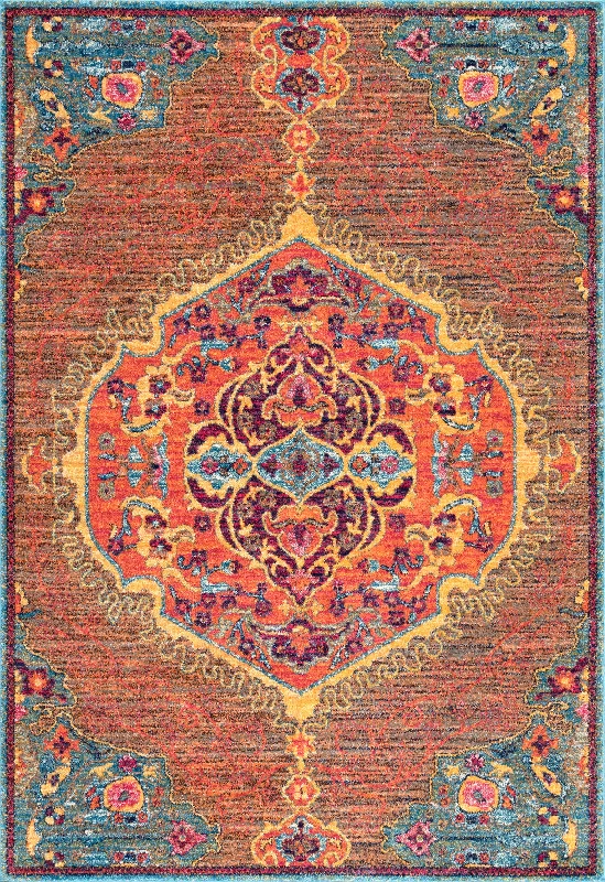 Frilly Corinthian Medallion Rug | Orange