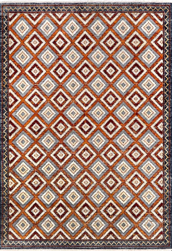 Gabbie Bordered Trellis Rug | Rust