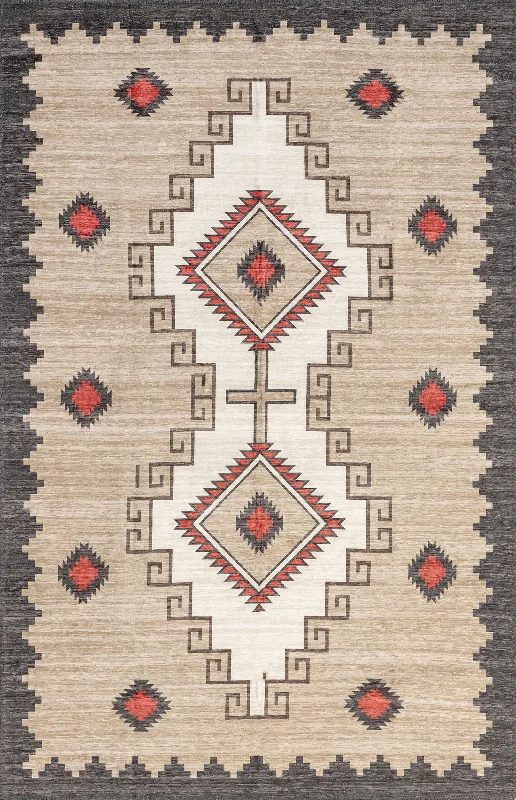 Ginny Washable Southwestern Rug | Brown