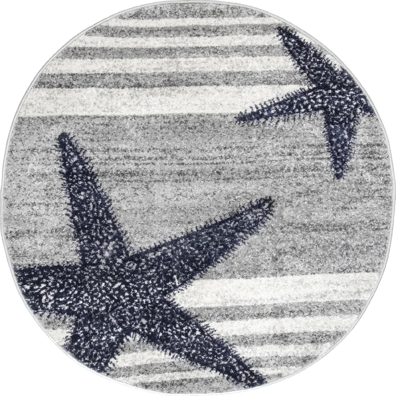 Iliana Striped Starfish Rug | Grey