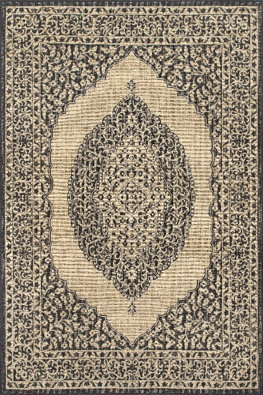 Iris Medallion Indoor/Outdoor Rug | Charcoal