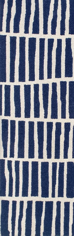 Irregular Parallel Bars Rug | Navy