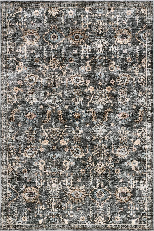 Jaylah Medallion Washable Rug | Charcoal