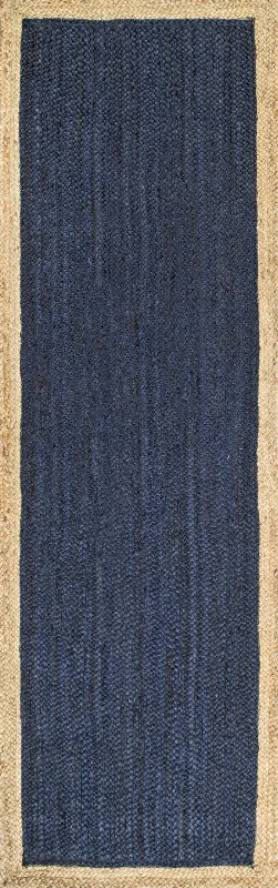 Jute Simple Border Rug | Navy