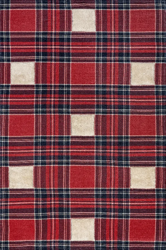 Keira Checkered Plaid Rug | Red