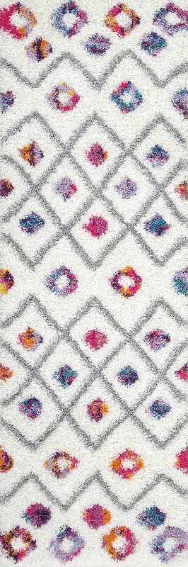 Kids Bohemian Diamond Trellis Shag Rug | Pink