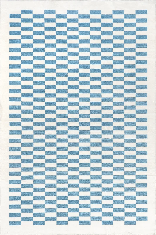 Laci Checkered Washable Rug | Aqua