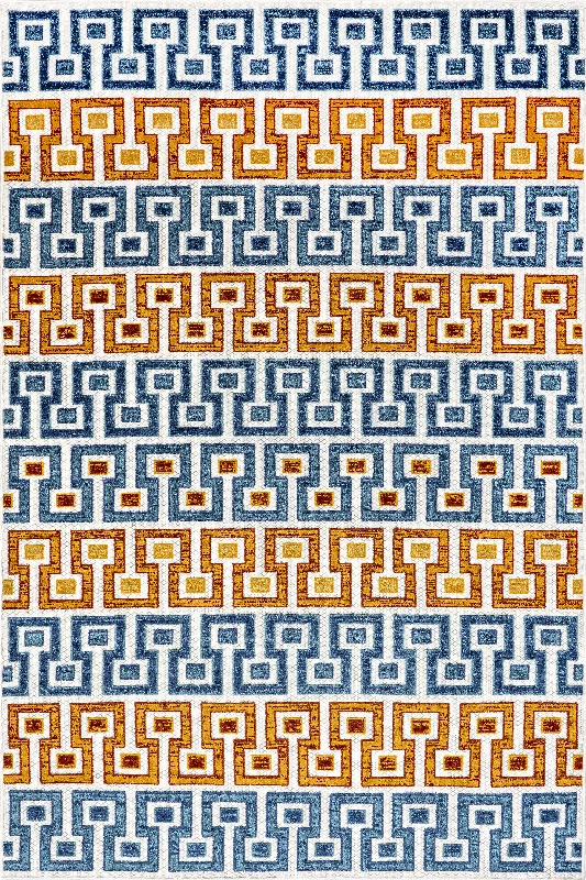 Mercer Banded Indoor/Outdoor Rug | Blue Multicolor