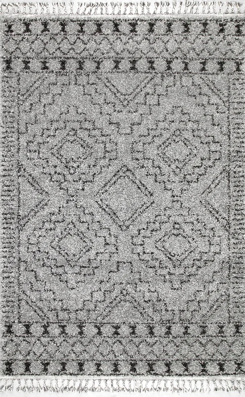 Moroccan Tasseled Rug | Grey